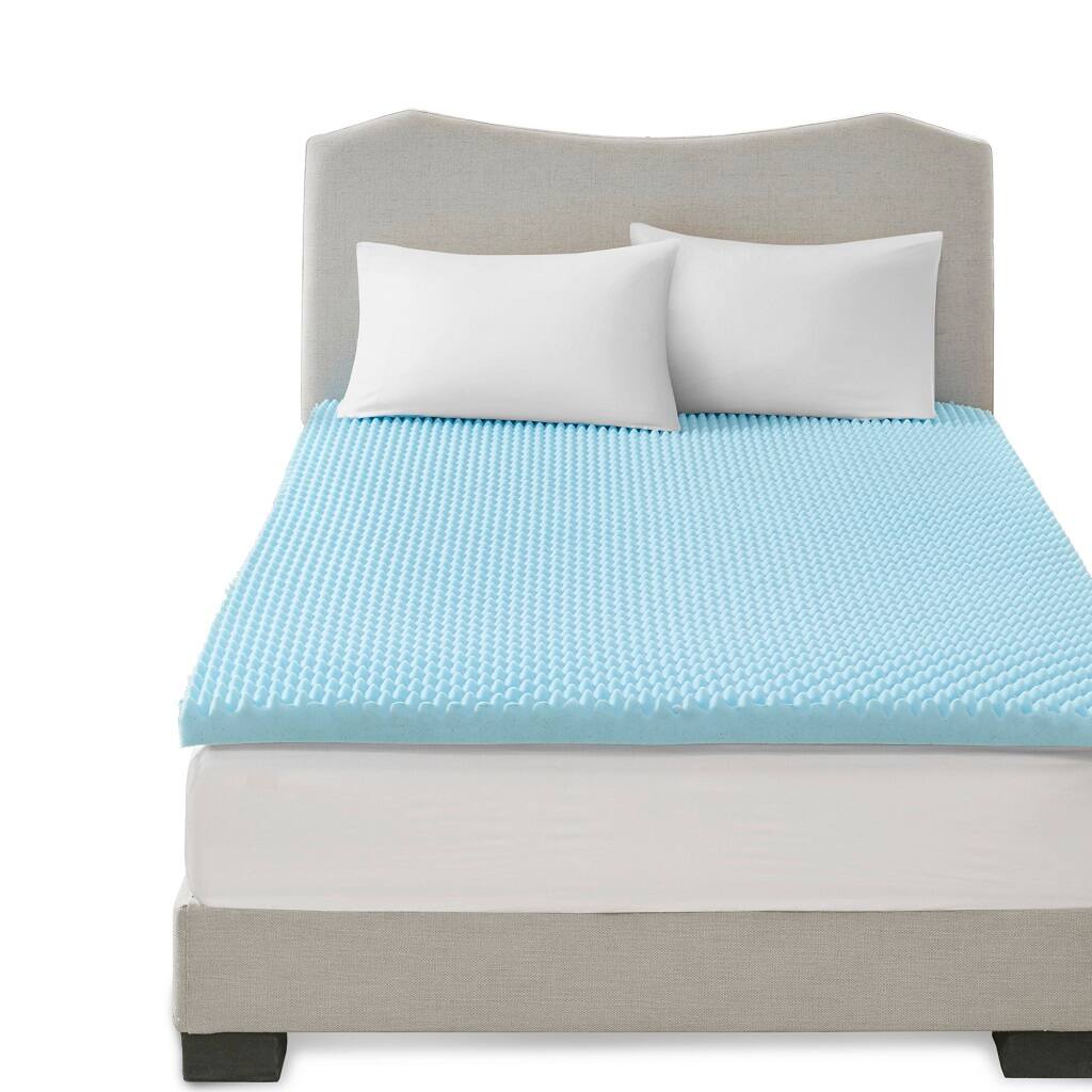 Alt View 2. TinyHomie - All Season Reversible Hypoallergenic Cooling Mattress Topper - Blue.