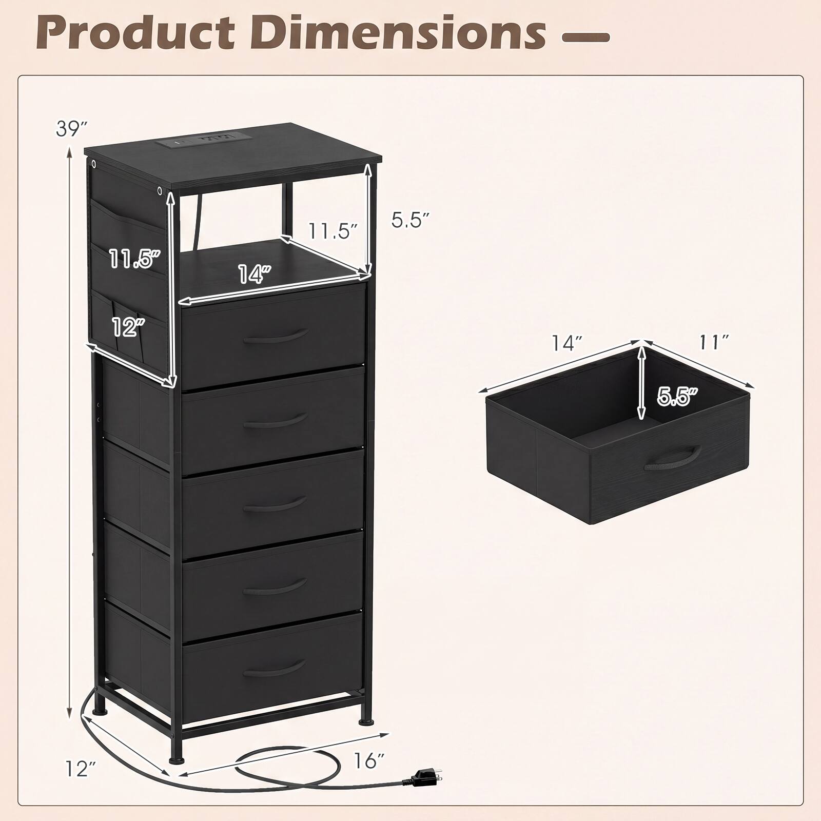 Product Dimensions - 39" x 11.5" x 14" x 11.5" x 5.5" x 12" x 14" x 11" x 5.5" x 12" x 16"