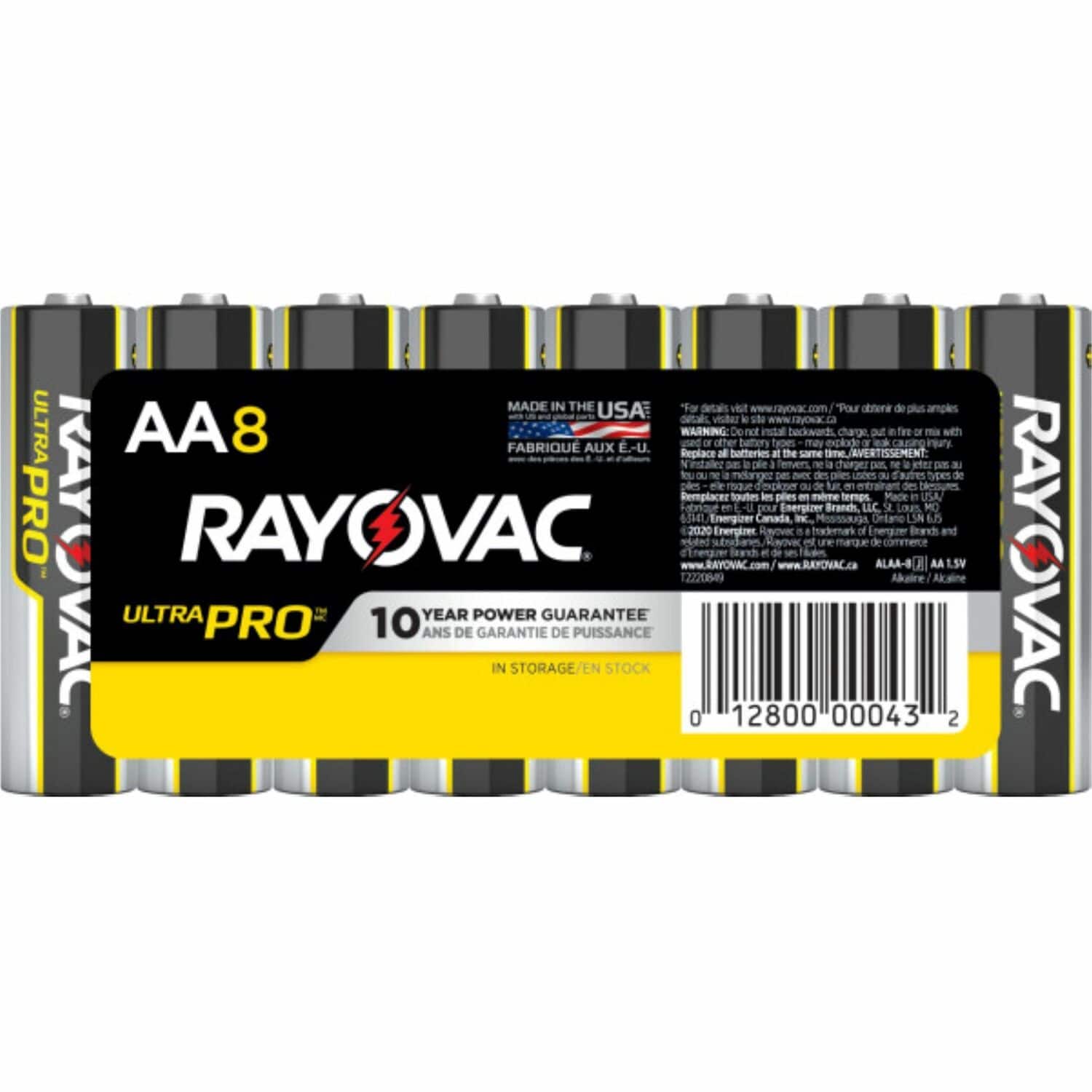 Rayovac - Ultra Pro Alkaline AA Batteries For Multipurpose AA 1.5 V DC 8 / Pack