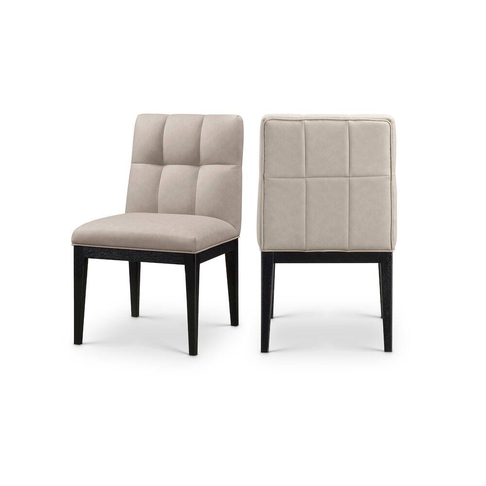 Front. Meridian Furniture - Adrian Taupe Vegan Leather Dining Side Chair, Set of 2 - Brown.