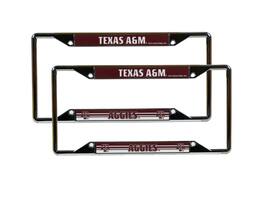 Rico Industries - Texas A & M Aggies Chrome EZ View License Plate Frame - Set of 2 Frames - Multi