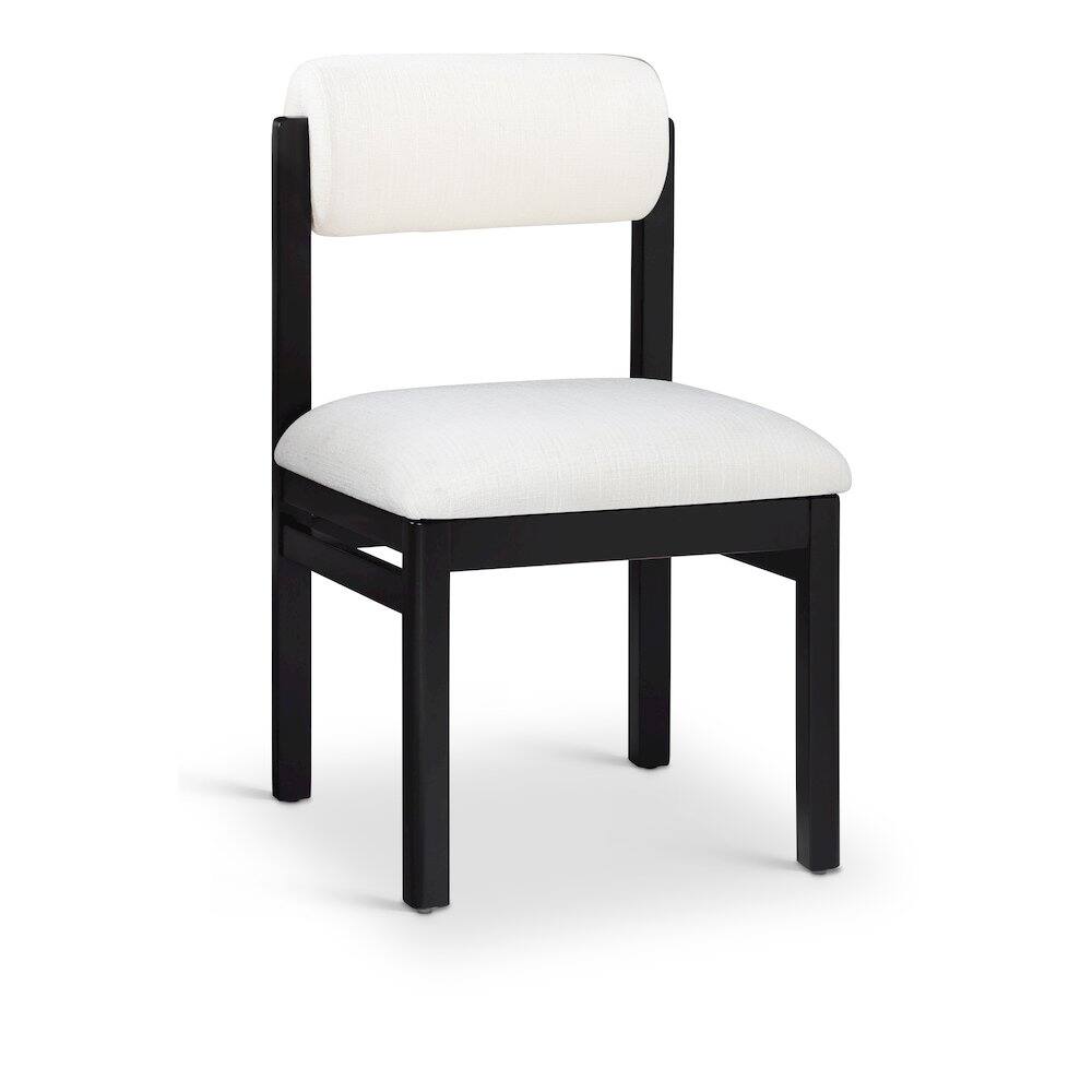 Alt View 1. Meridian Furniture - Roundhill Cream Linen Textured Fabric Upholstered Dining Chair, Set of 2 - Cream.