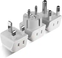 Ceptics - African Travel Adapter Set 2 in 1 USA to Africa, S. Africa, Nigeria, Ghana, Uganda (Type M, E/F, Type G) - White