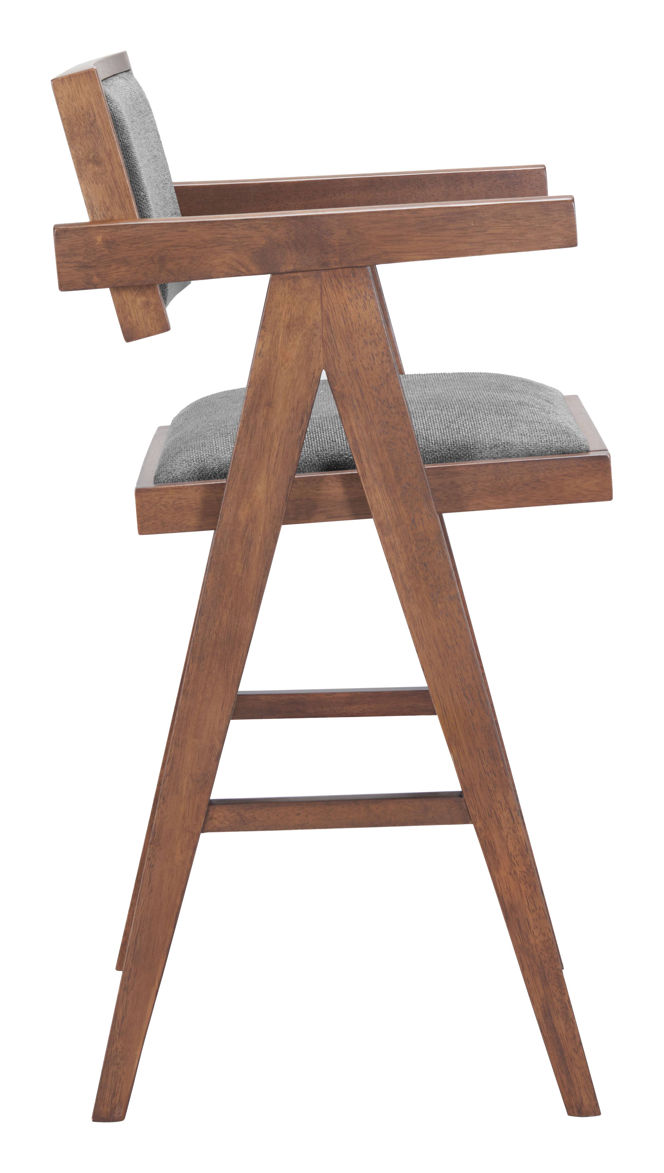 Back. Hivvago - Delhi Counter Stool (Set of 2) Gray & Walnut - Gray & Walnut.