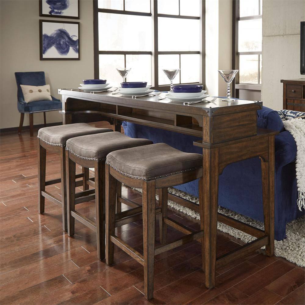 Alt View 1. Liberty Furniture Industries - Aspen Skies Upholstered Console Stool in Russet Brown - Brown.