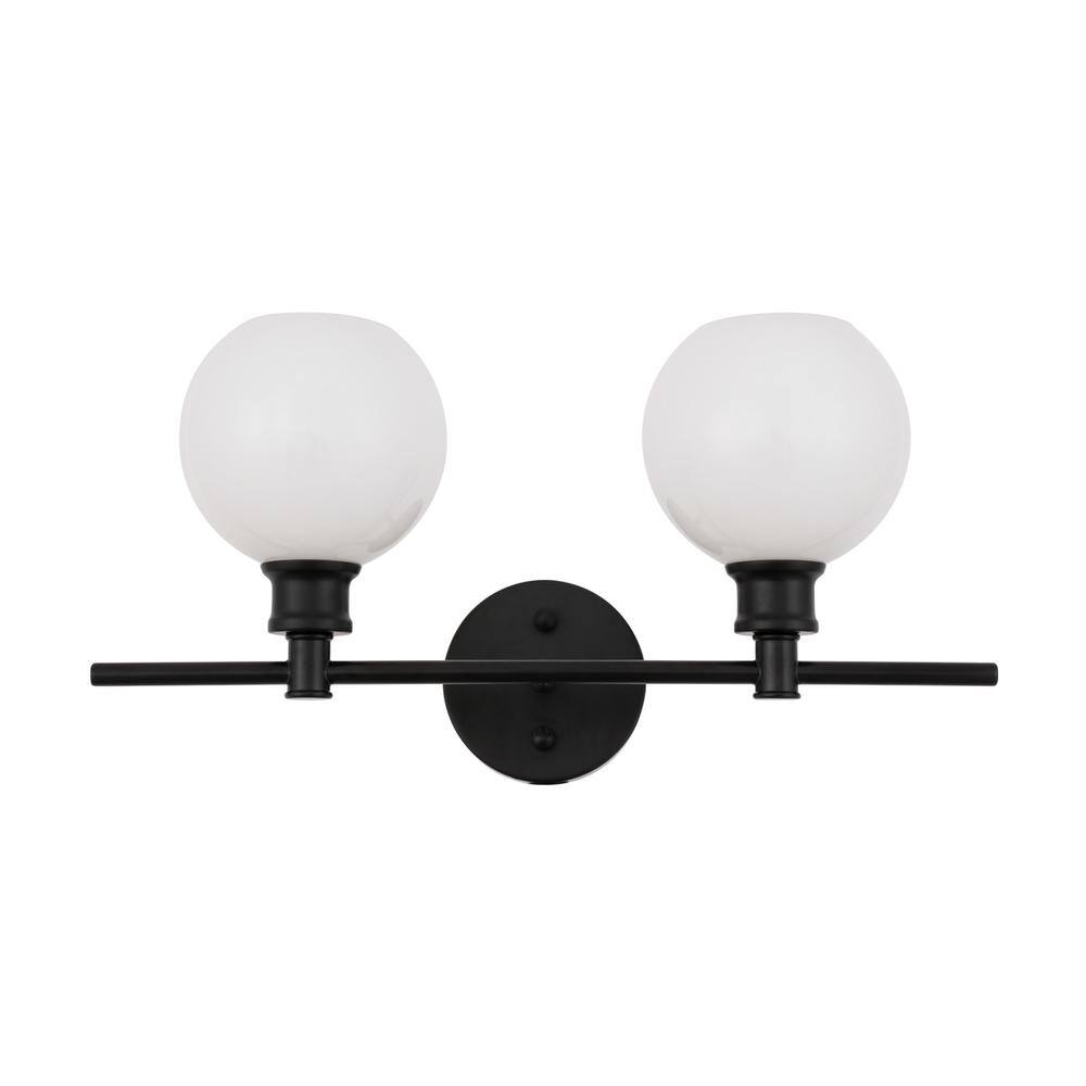 Alt View 9. Living District - Collier 2 light Black and Frosted white glass Wall sconce - Black And Frosted White Glass.