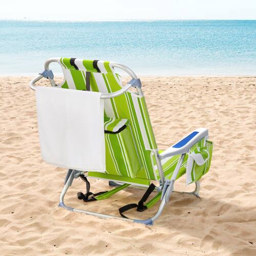 Alt View 8. Winado - Backpack Beach Camping Chair Folding Adjustable Heavy Duty Aluminum with Cup Holder, Towel Bar for Outdoor Beach Camping - Green Stripes.