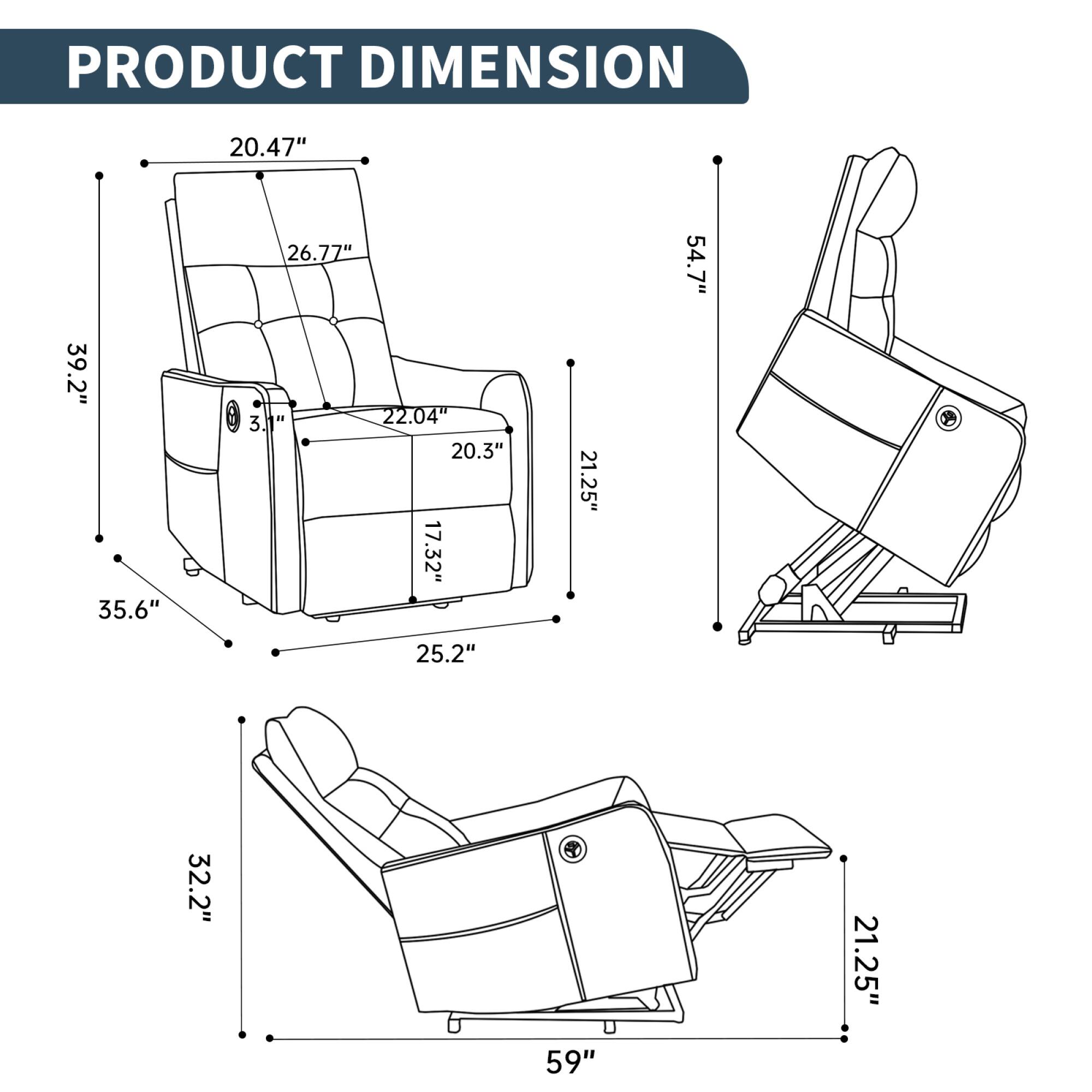 PRODUCT DIMENSION

- 20.47"
- 39.2"
- 35.6"
- 26.77"
- 22.04"
- 20.3"
- 17.32"
- 21.25"
- 54.7"
- 25.2"
- 32.2"
- 59"
- 21.25"