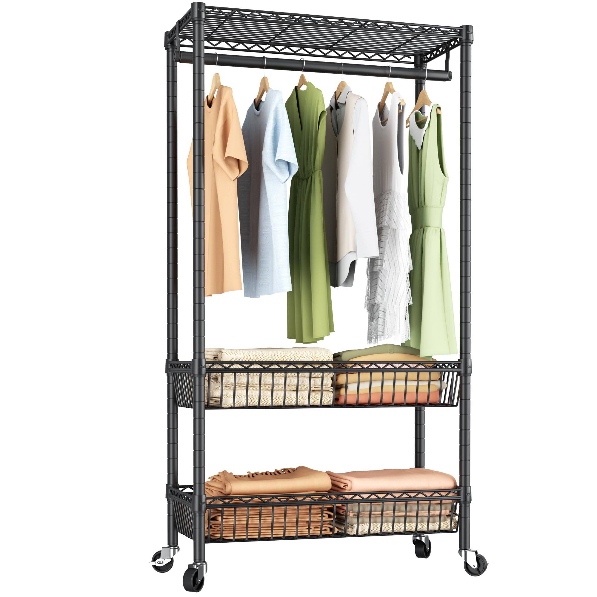 Black,Medium-Single Rod 15.75"D x 23.5"W x 72.45"H