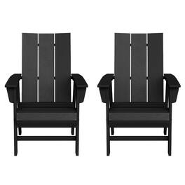 WestinTrends - Ashore Outdoor Patio HDPE Plastic Modern Adirondack Dining Chairs (Set of 2) - Black