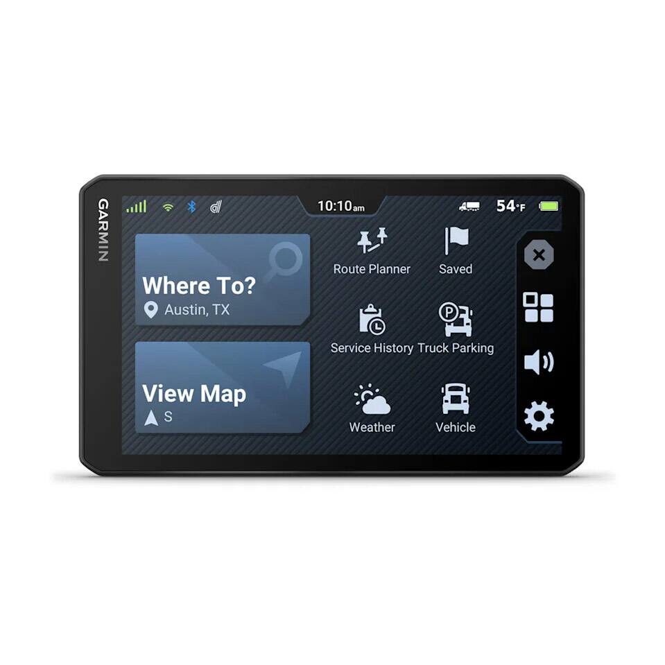 GARMIN

Where To?
Austin, TX

10:10 am

Route Planner
Saved
Service History
Truck Parking
Weather
Vehicle

View Map

54°F