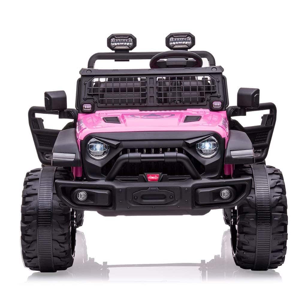 Jojoka - 12V Kids Ride-On Truck w/Remote - 3 Speeds, Dual Motors, LED Lights, Music (Ages 3-8, 61lbs) - Blue