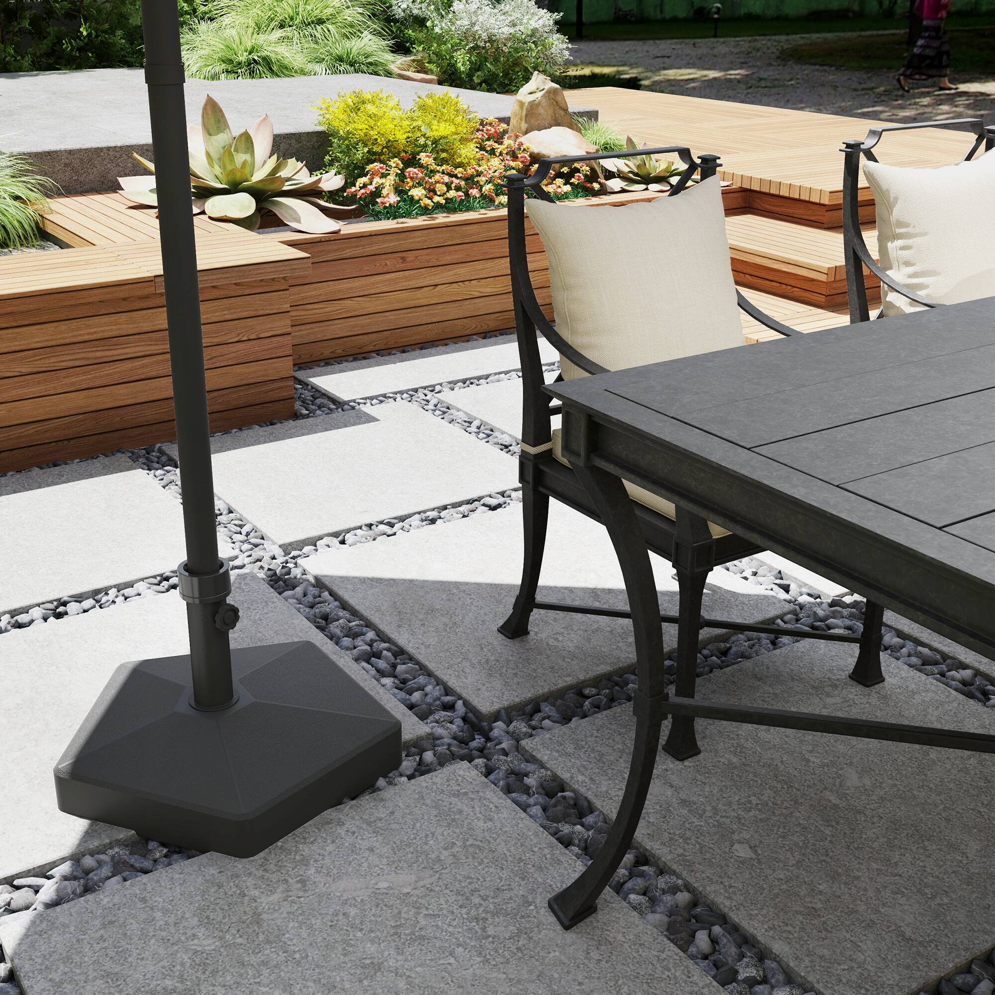 Alt View 4. Outsunny - Patio Umbrella Base Holder, Heavy Duty Outdoor Umbrella Stand Base, Filled Up to 42lbs with Stand or 33lbs with Water - Black.