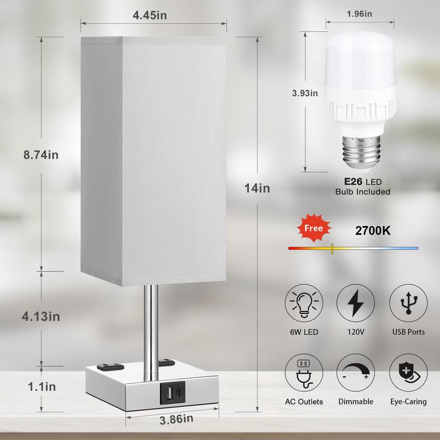Jfire Reds Table Reds Spade Upgraded Bedside Table Lamp Touch Control USB Charging Ports ...