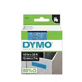DYMO - D1 Standard 45016 Label Maker Tape, 1/2" x 23' - Black on Blue