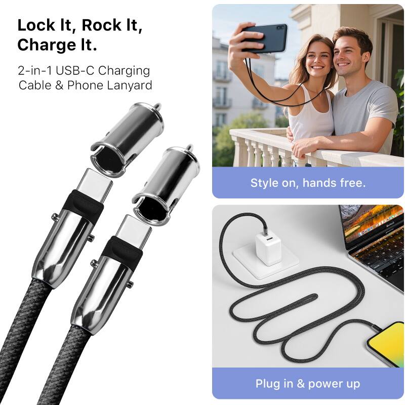 Lock It, Rock It, Charge It. 2-in-1 USB-C Charging Cable & Phone Lanyard. Style on, hands free. Plug in & power up.