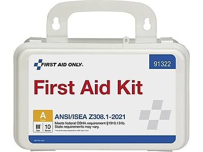 First Aid Only - Plastic Weatherproof First Aid Kit, ANSI 2021 Class A, 10 People, 76 Pieces (91322) - White