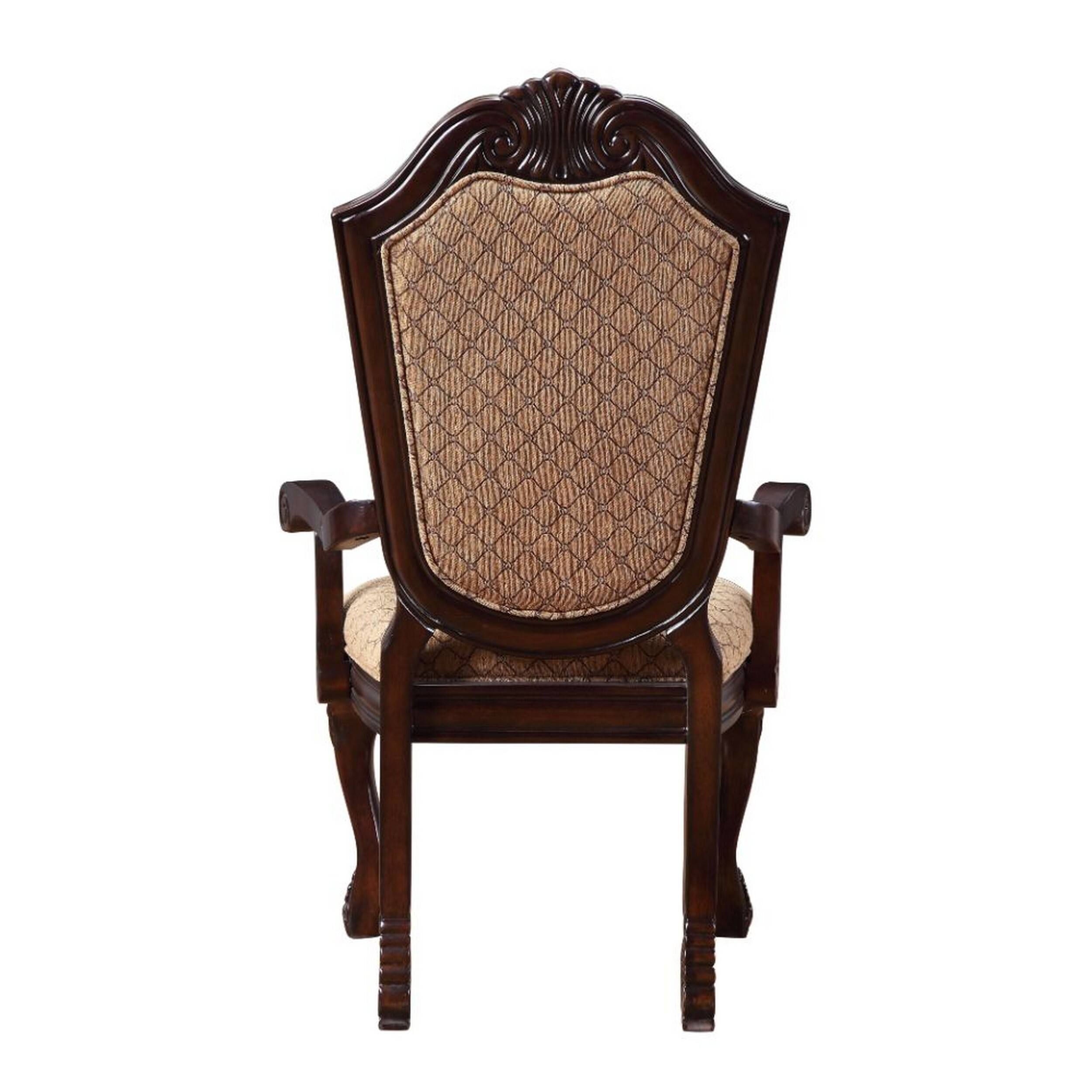 Alt View 3. Manhattan Lane - Loki 29 Inch Dining Armchair Set of 2, Beige Fabric, Crown Top Back - Brown, Beige.