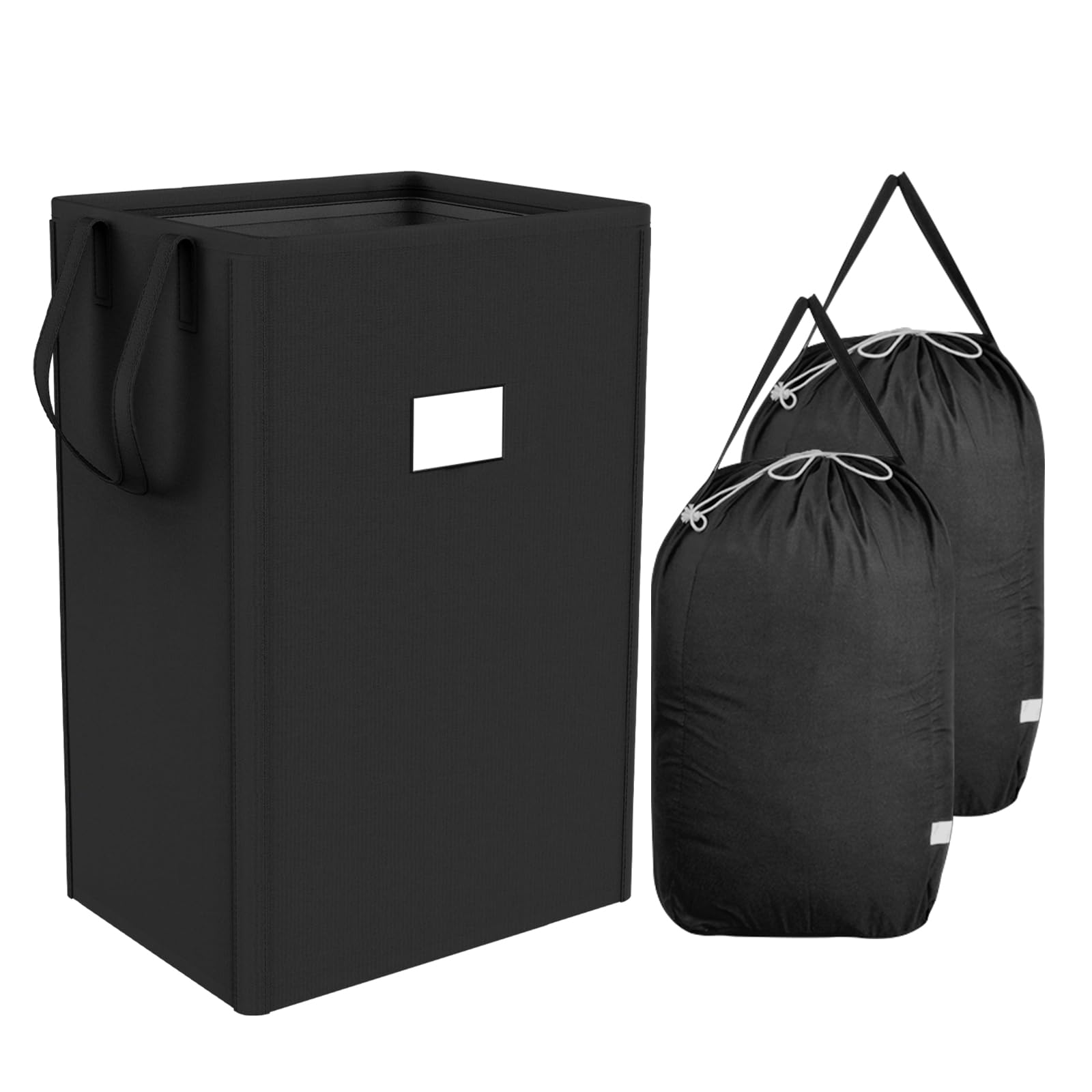 Front. DORLUKFU - 225L Laundry Hamper Collapsible Laundry Basket with Laundry Bags, Dirty Clothes Hamper,Laundry Basket with Handles - Black.