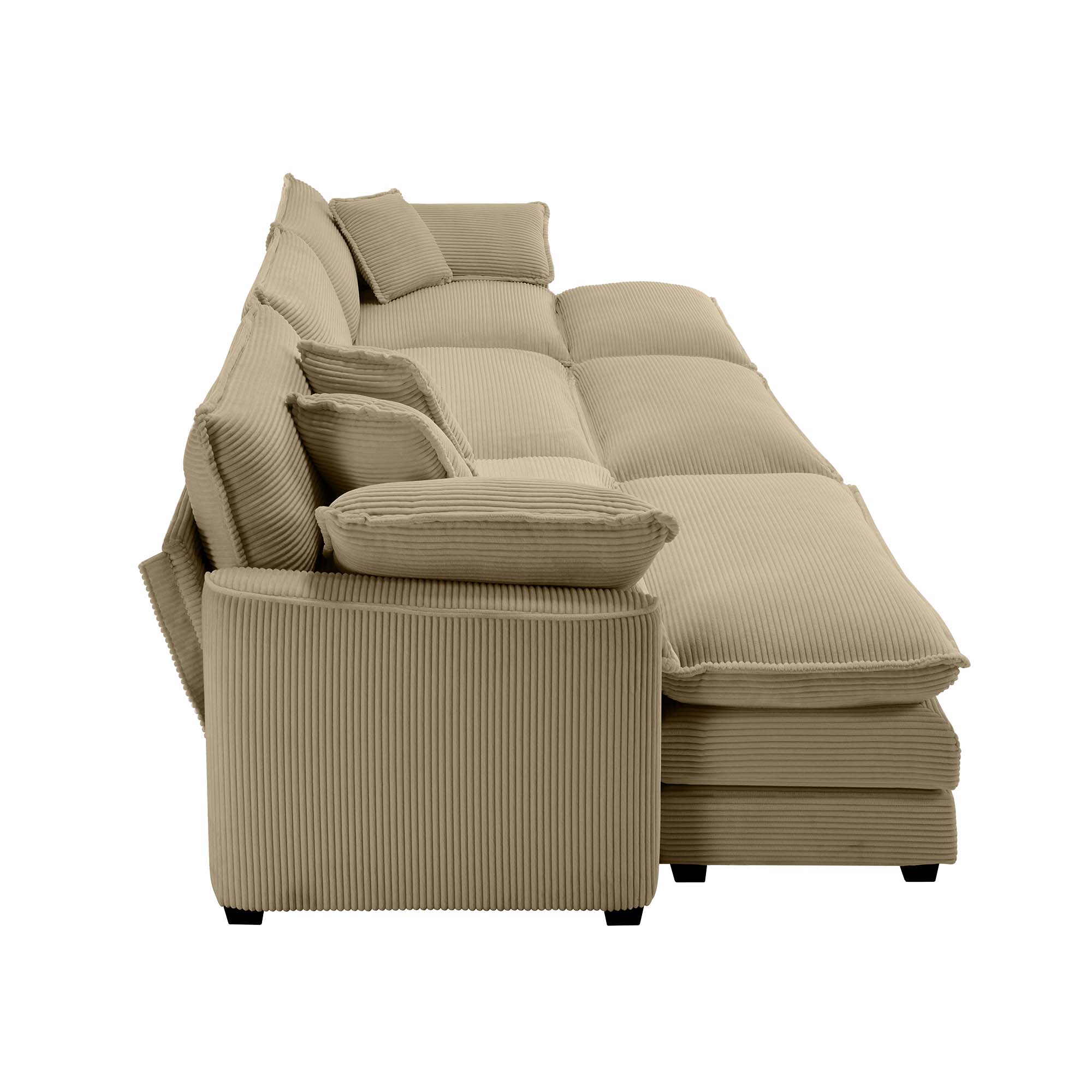 Alt View 4. LOVMOR - Corduroy Sofa Set L Shaped Modular Deep Seat Storage Ottoman Easy Assembly Memory Foam For Bedroom Soft Lounge - Tan.