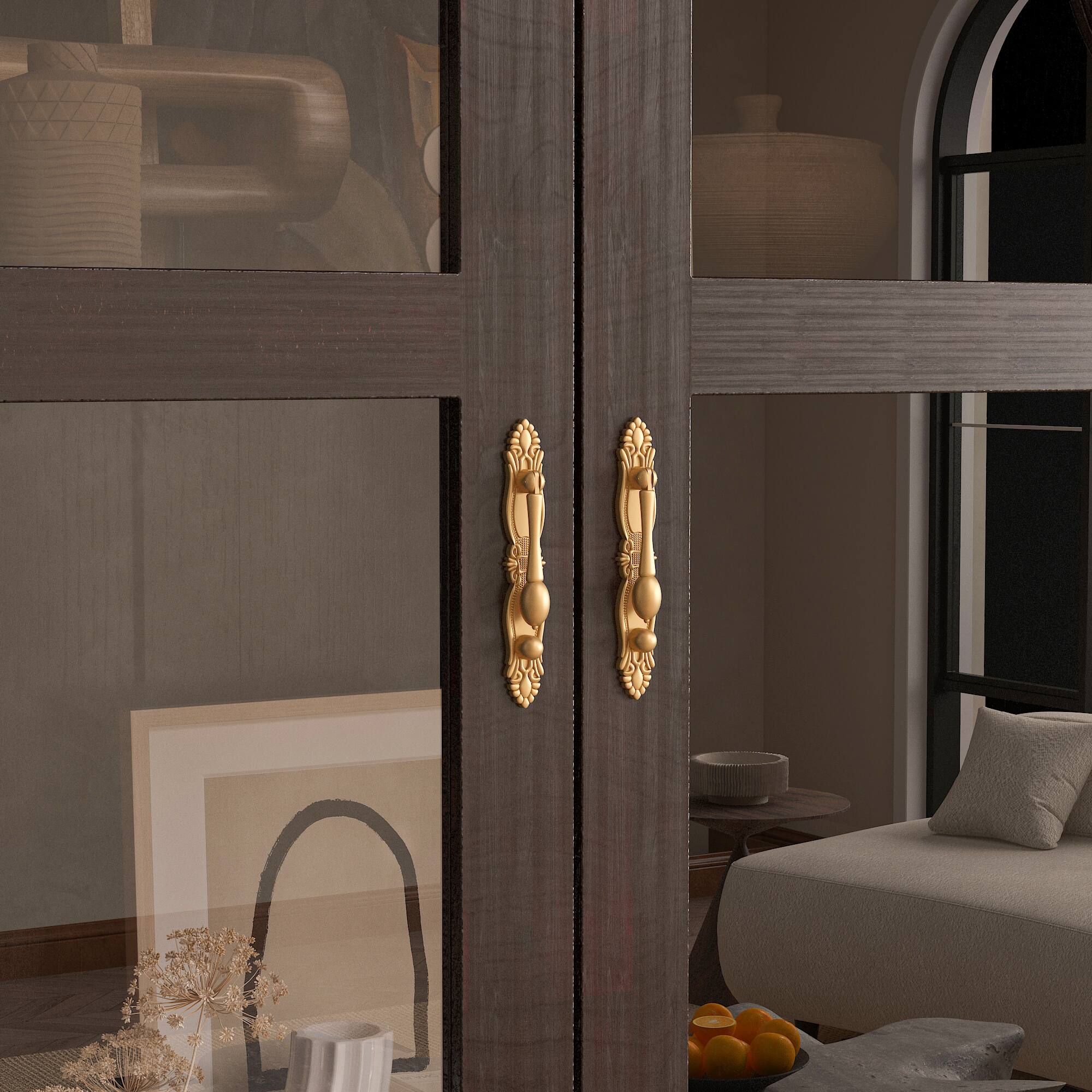 Alt View 7. Famapy - Famapy Classic Display Cabinet with Ornate Gold Accents & Glass Doors - Black & Brown.