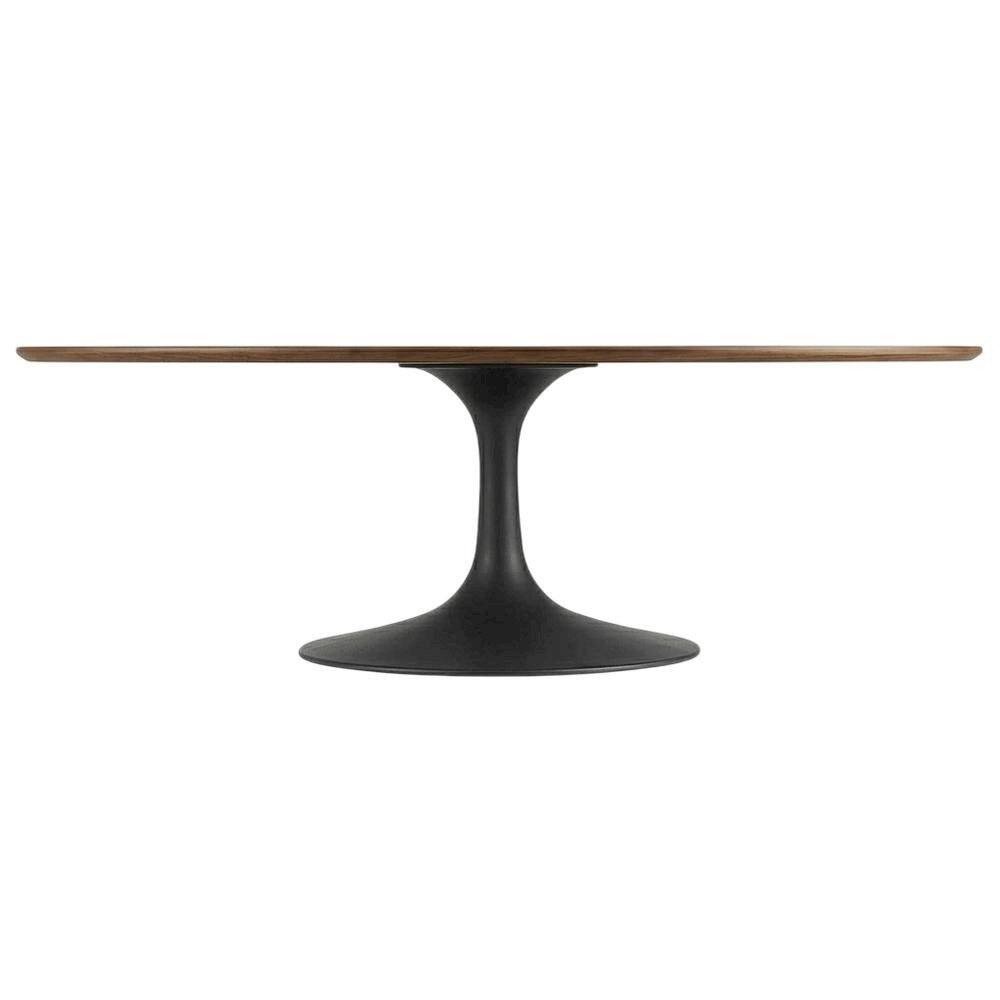 Back. FurniFact - Oval wood coffee table with set of two, sleek design, modern style - Brown.