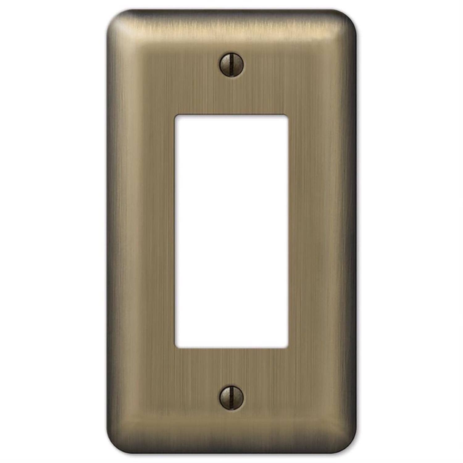 Angle. AMERELLE - Amerelle Devon Brushed Brass 1 gang Stamped Steel Decorator Wall Plate 1 pk - Brass.