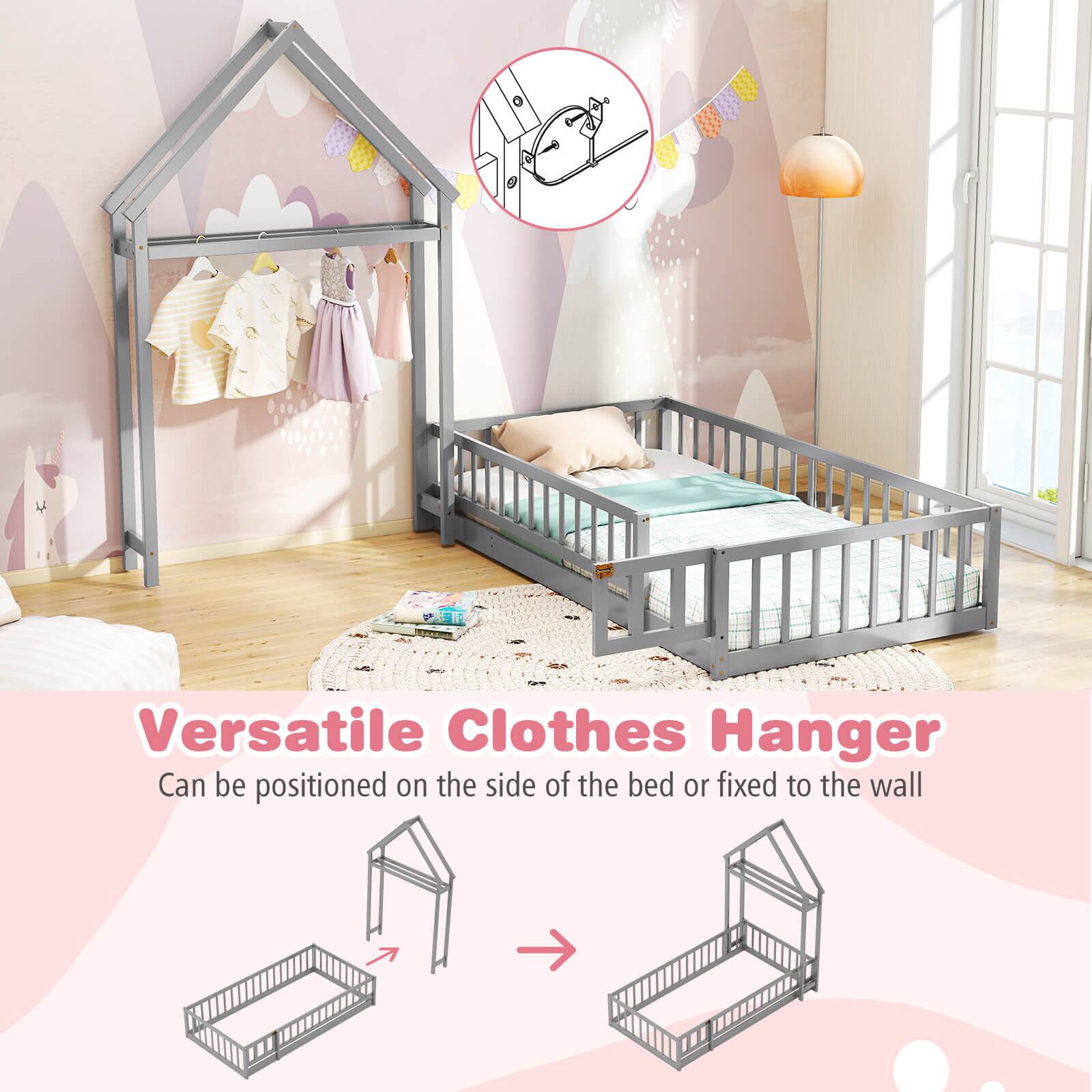 Versatile Clothes Hanger: Can be positioned on the side of the bed or fixed to the wall.