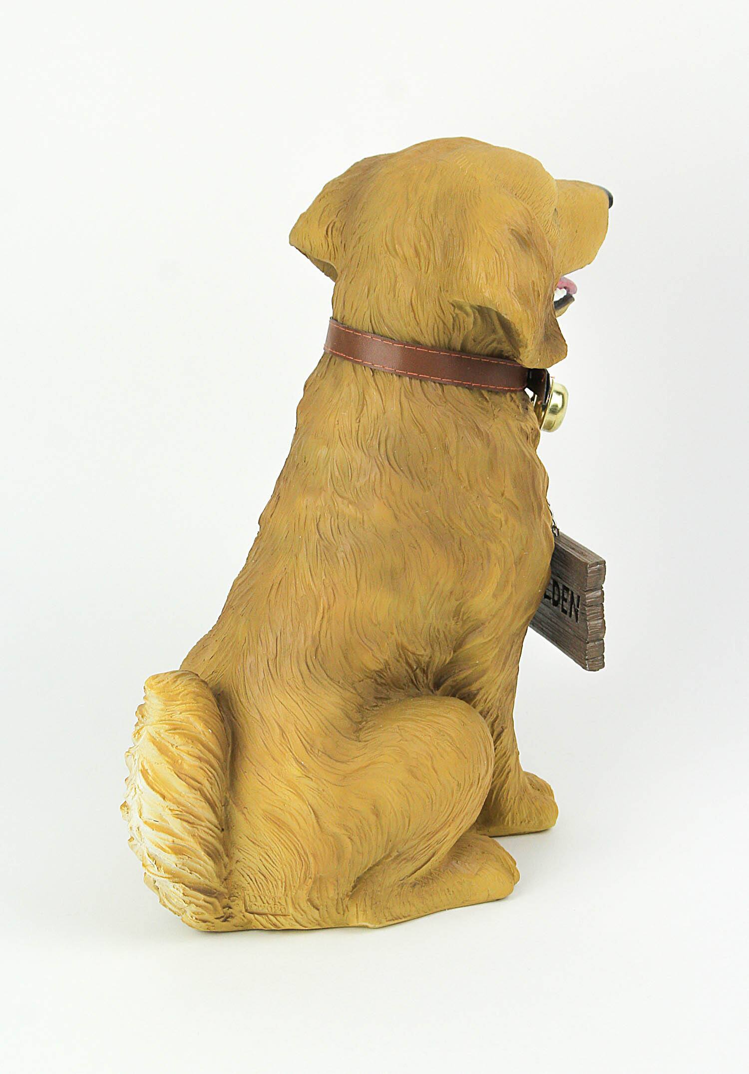 Alt View 2. DWK Corporation - 12.75 Inch Tall Golden Retriever Dog Realistic Lifelike Statue with Reversible Sign - Tan.