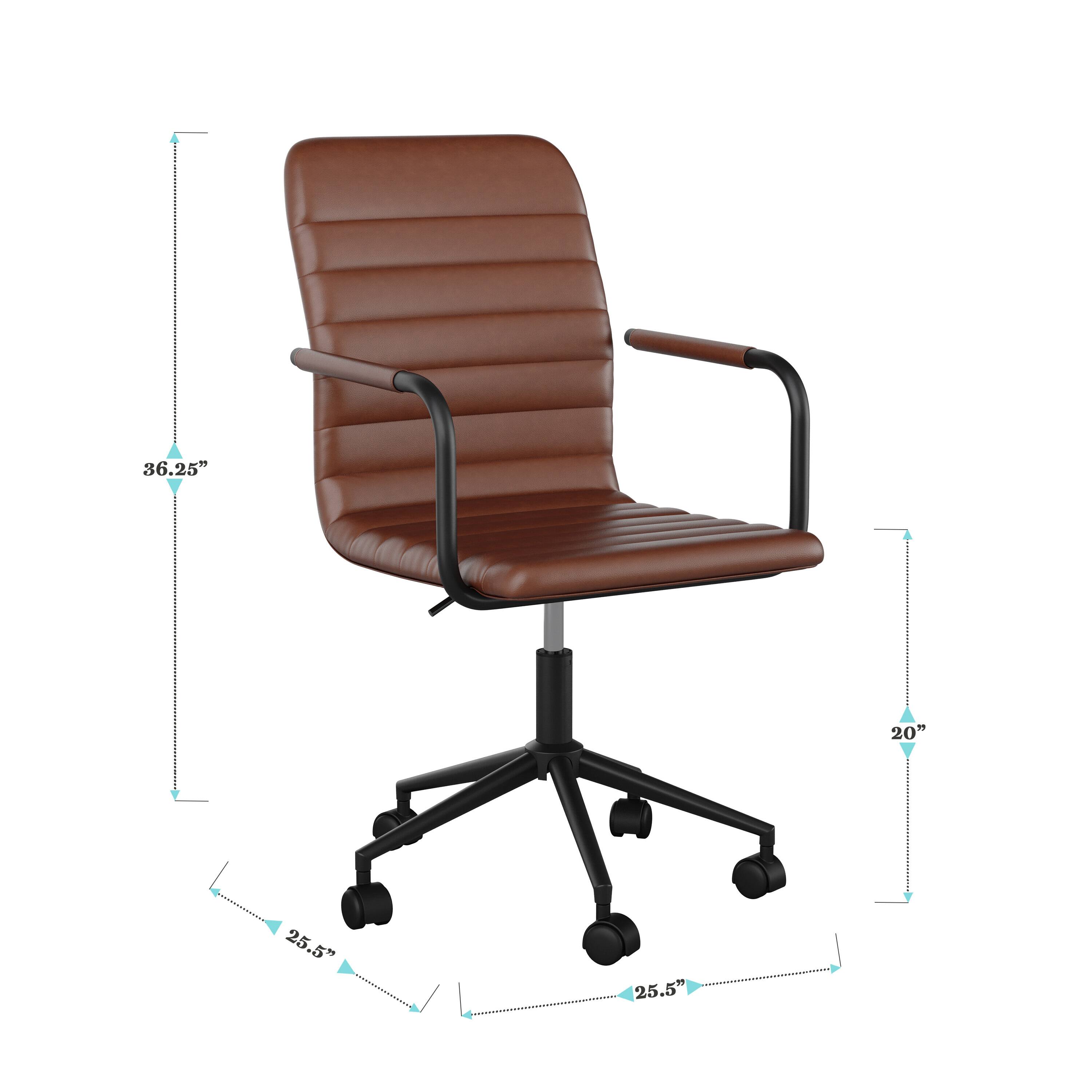 The text on the image reads "36.25" 20" 25.5" 25.5". This suggests that the chair has a height of 20 inches, a width of 25.5 inches, and a depth of 36.25 inches.