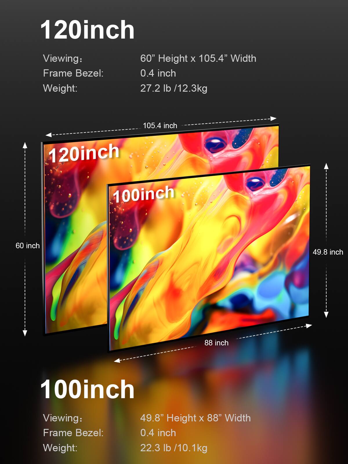 Alt View 14. AWOL Vision - 120" Fixed Frame Projector Screen, 4K/8K UHD Active 3D Compatible with Standard, Short Throw and UST Projectors - Matte White.