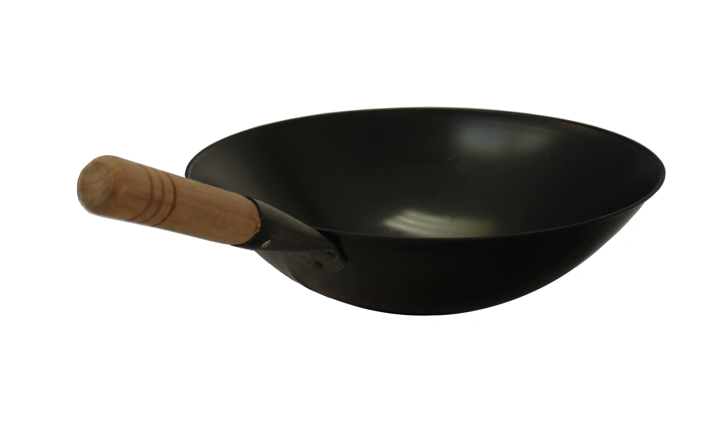 Angle. SPT - 15.75″ Induction Ready Cool Roll Iron Wok - Black.