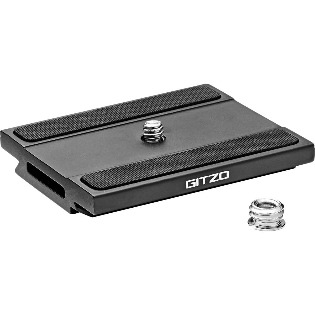 Front. Gitzo - Gitzo GS5370 Series Quick Release D Plate with Rubber Strips, 1/4" Camera Screw and a 1/4"-3/8" Screw Adapter.