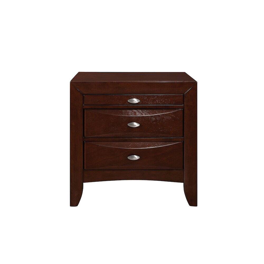 Front. Global Furniture USA - Transitional Linda New Merlot Nightstand, Merlot - Brown.