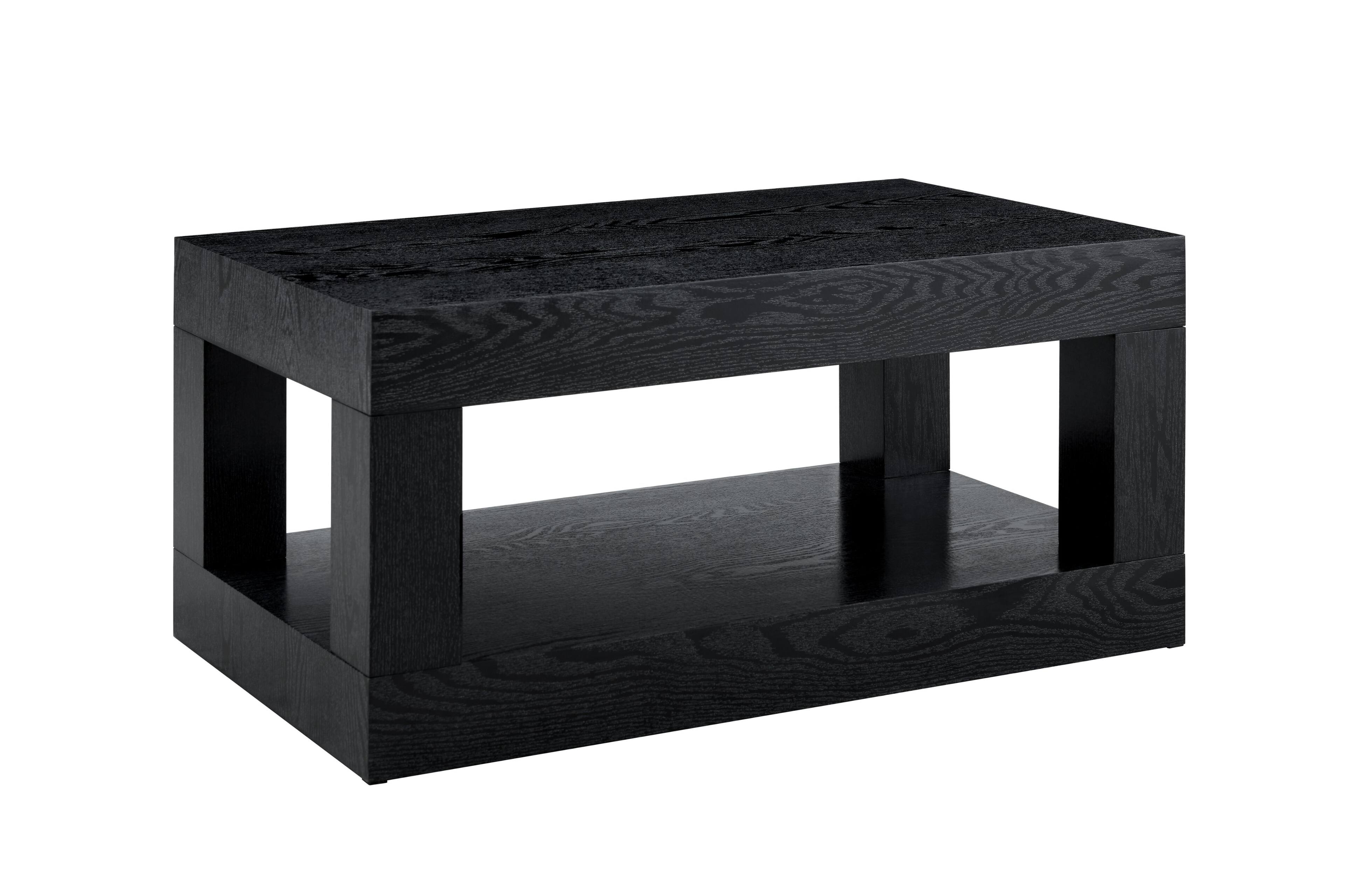 Alt View 3. Loheer - Loheer- Modern 2-Tier Coffee Table Open Storage 3.29x1.8x1.5 ft Rectangular Center Table for Living Room - Black Woodgrain.