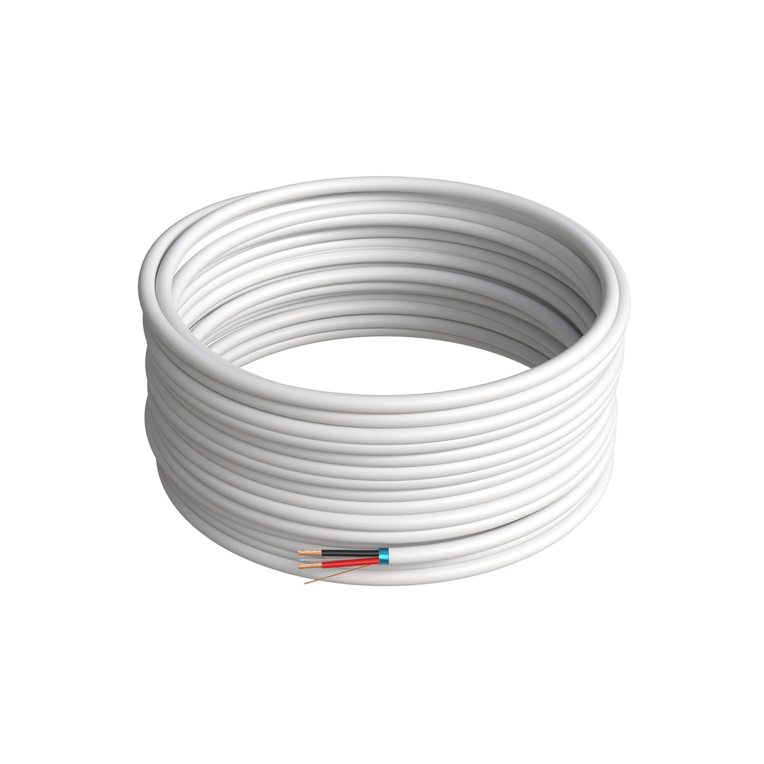 Left. Cables Direct Online - 500ft 18/2 Stranded CCA Shielded Alarm Cable, 18AWG 2 Conductor Wire for Security, Fire, LED, Doorbell Systems - White.