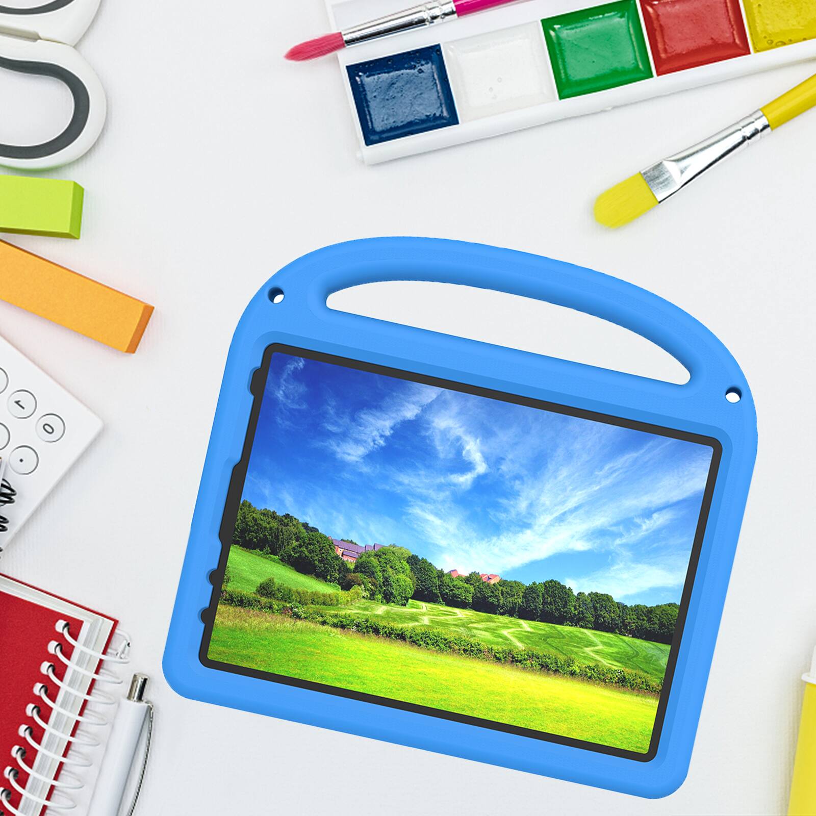 Alt View 4. Dteck - Kids Shock-absorbent TPU Tablet Case for Apple iPad (A16) 11" 2025/10th Gen 2022 with Shoulder Strap & Pen Holder Cover - Blue.