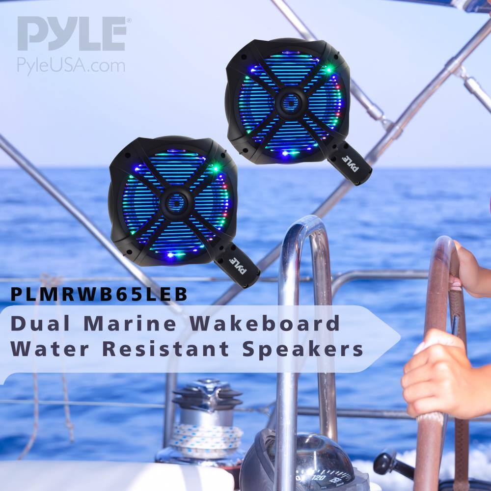 PYLE  
PyleUSA.com  

PLMRWB65LEB  
Dual Marine Wakeboard Water Resistant Speakers