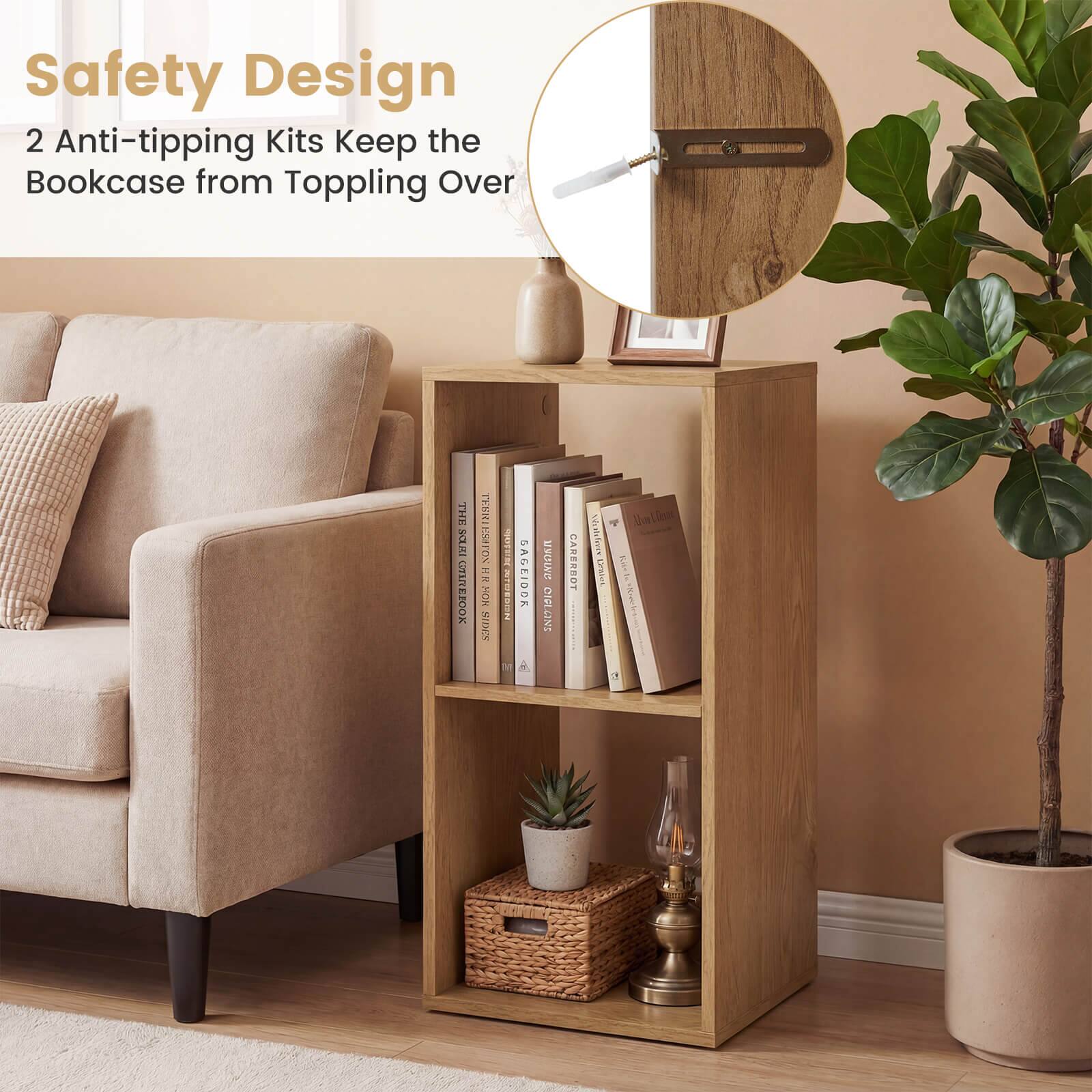 Safety Design  
2 Anti-tipping Kits Keep the Bookcase from Toppling Over