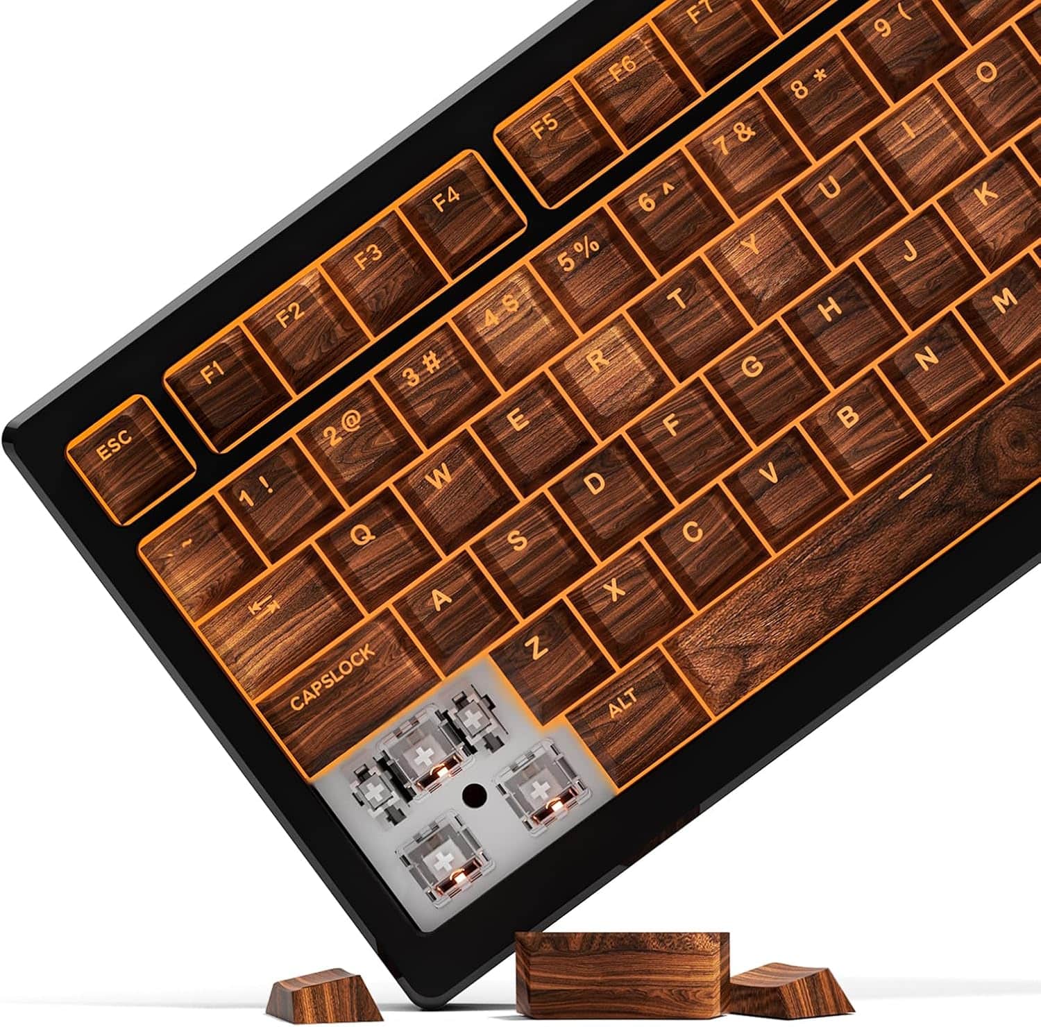 Womier - PBT Keycaps,Shine Through Custom Keycaps Cherry Profile for 61/64/75/84/87/104/108 Layout Mechanical Keyboard - Brown