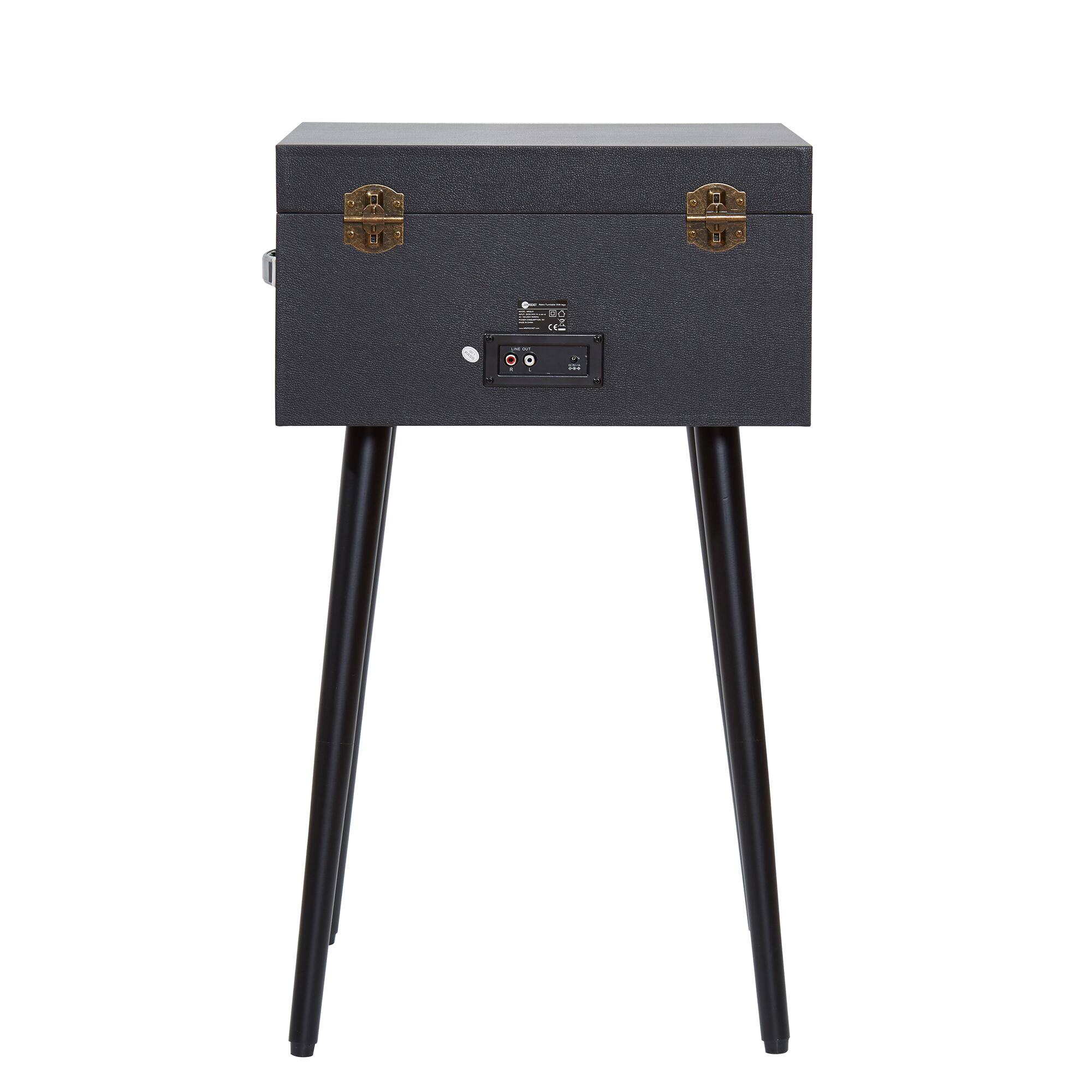 Back. Arkrocket - Arkrocket Discovery II 3-Speed Bluetooth Turntable with Speakers & Removable Legs – Black - Black.