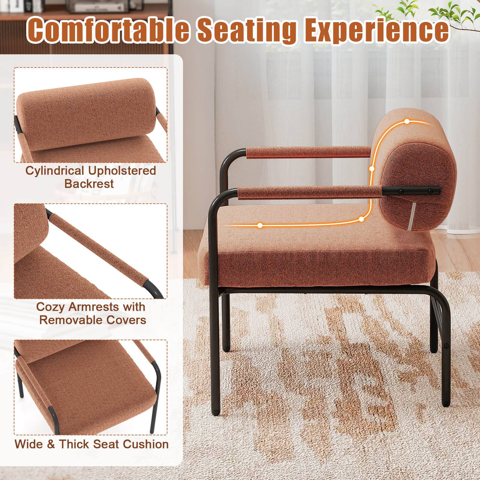 Comfortable Seating Experience

- Cylindrical Upholstered Backrest
- Cozy Armrests with Removable Covers
- Wide & Thick Seat Cushion