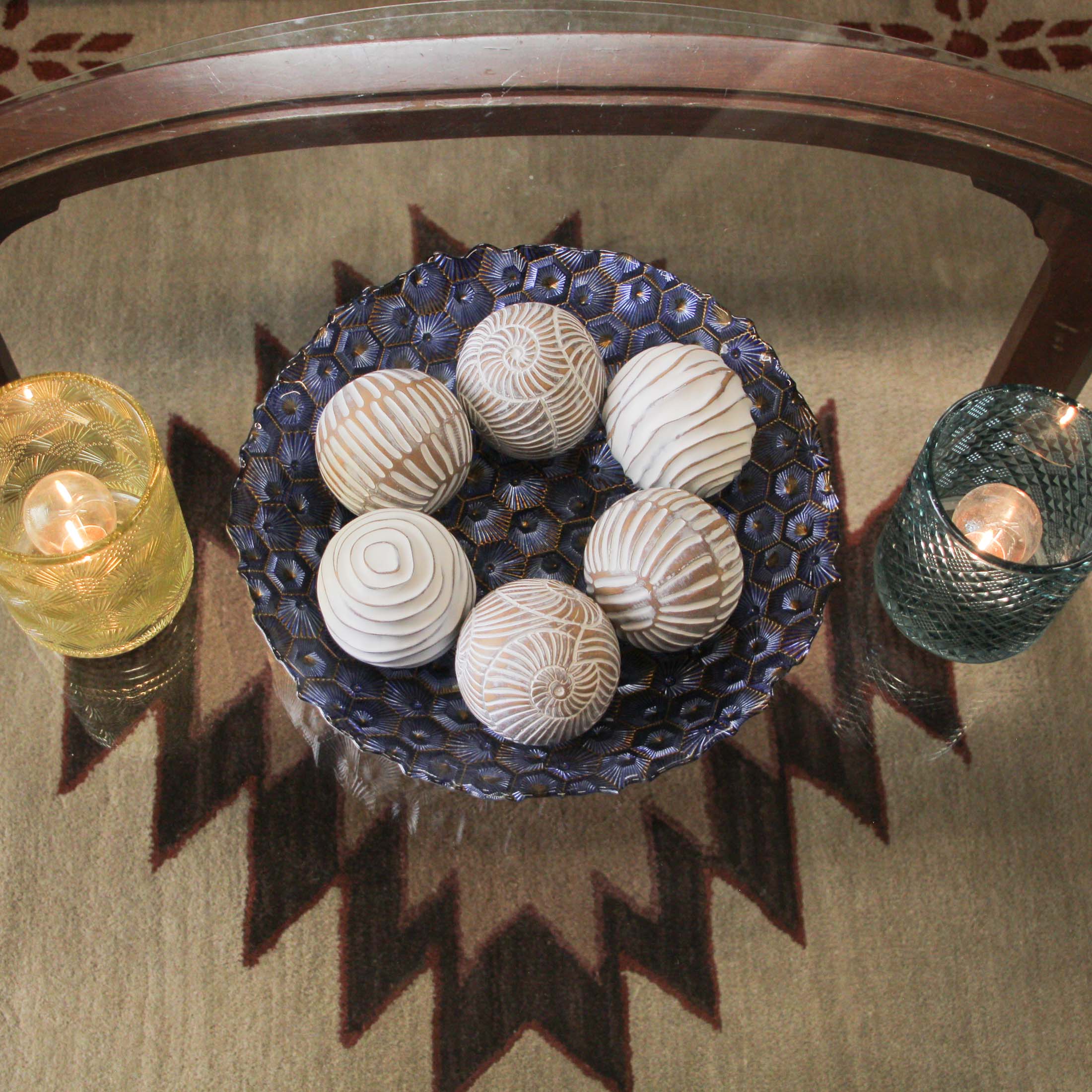 Alt View 3. Mayrich Company - Set of 6 Whitewashed Resin Decorative Art Orb Spheres, 3 Inches in Diameter - White.