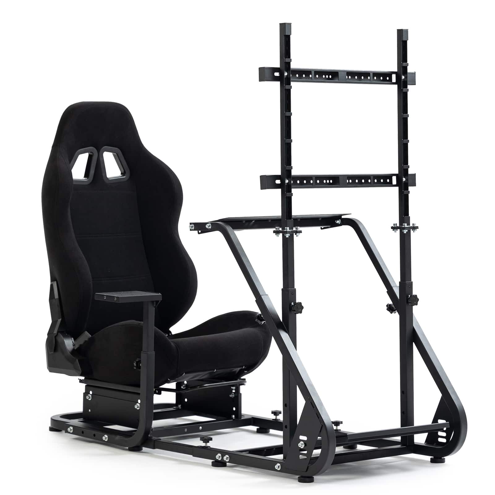 Dardoo - Adjustable Racing Simulator Cockpit with Racing Seat and Monitor Stand Fit for Logitech, for Thrustmaster - Black