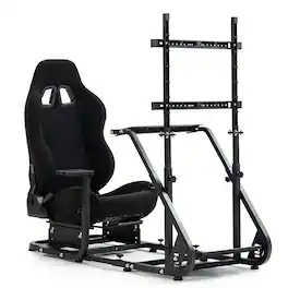 Dardoo - Adjustable Racing Simulator Cockpit with Racing Seat and Monitor Stand Fit for Logitech, for Thrustmaster - Black