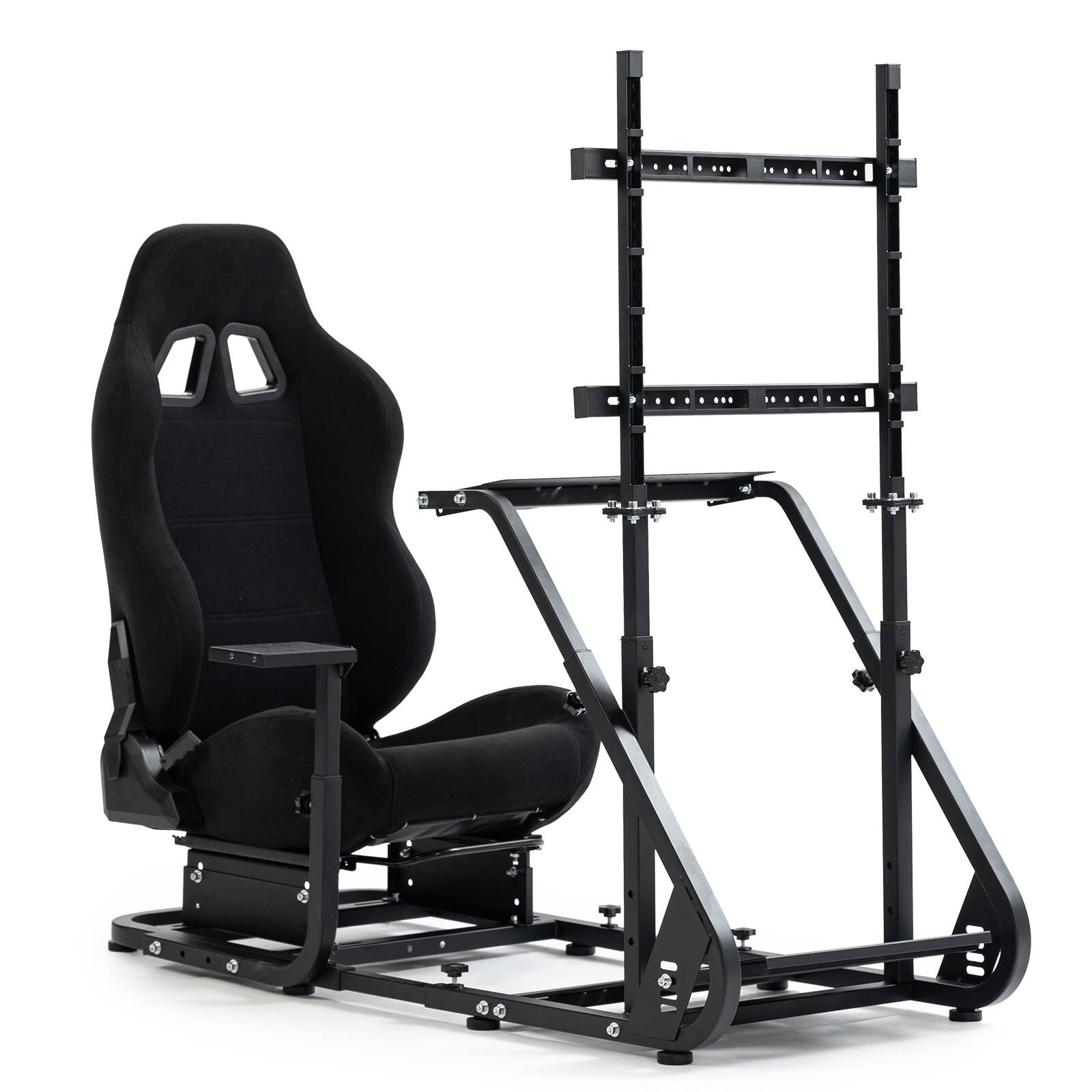 Front. Dardoo - Dardoo Adjustable Racing Simulator Cockpit with Racing Seat and Monitor Stand Fit for Logitech, for Thrustmaster - Black - Black.