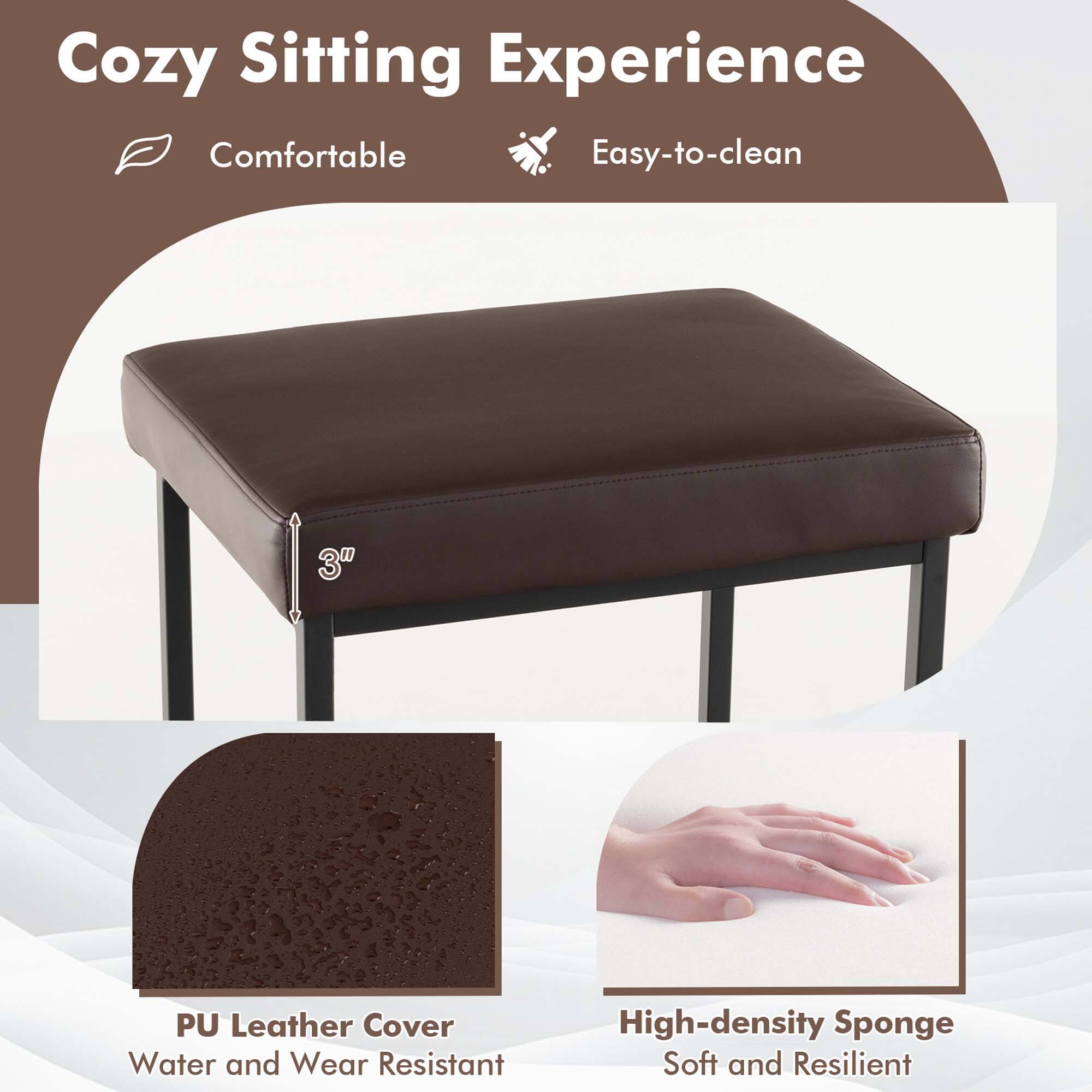 Cozy Sitting Experience: Comfortable, Easy-to-clean, 3" PU Leather Cover, Water and Wear Resistant, High-density Sponge, Soft and Resilient.