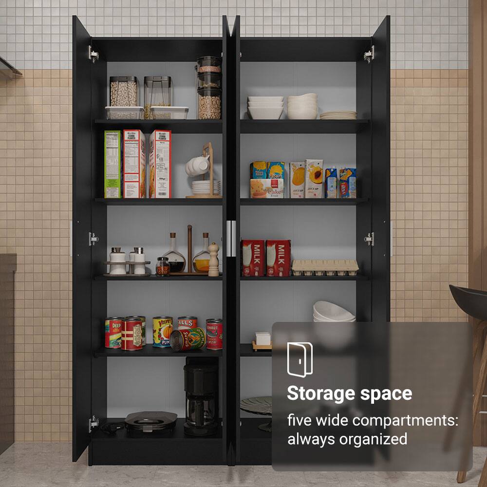 Storage space  
five wide compartments: always organized
