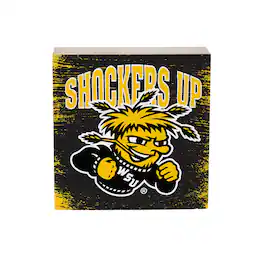 Evergreen Enterprises - Wichita State Shockers 6" Square Fan Chant Wood Block Shelf Sign - Multicolor
