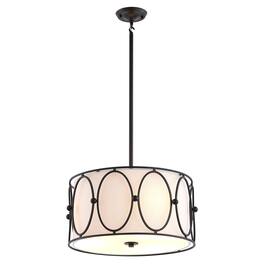 Jonathan Y - Violetta 3-Light 19" Metal LED Pendant, Oil Rubbed Bronze/White - Oil-Rubbed Bronze